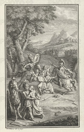 Knights in combat, Jacob Folkema, 1702 - 1767