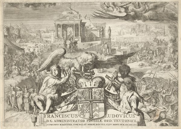 History and work of the Teutonic Order; coat of arms of the Grand Master of the Order, Romeyn de Hooghe, 1700