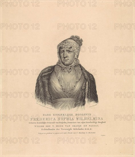 Portrait of Wilhelmina of Prussia (1751-1820), Willem van Senus, Evert Maaskamp, Evert Maaskamp, 1783 - 1851