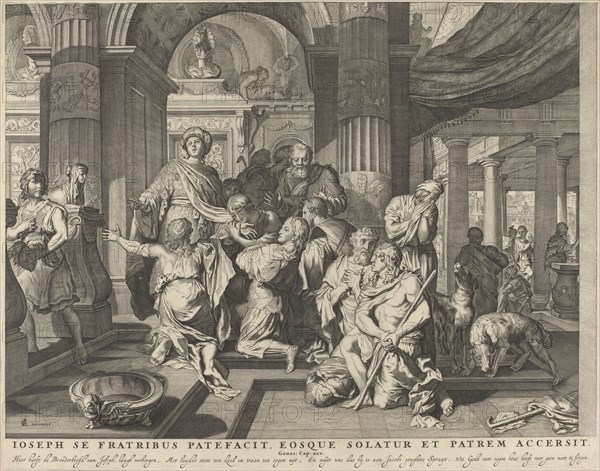 Joseph reveals himself to his brothers, Anonymous, Nicolaes Visscher (I), Nicolaes Visscher (II), 1668 - 1702