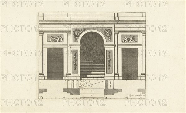 Wall Composition in the form of triumphal arch, interior, decoration, design, ornament, ornamental, architecture, Cornelis Danckerts (I), Pieter Jansz. Post, Justus Danckerts c. 1675 - c. 1686