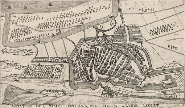 In and around the city of Danzig Series of 14 numbered prints, Aegidius Dickmann, Frederik de Wit, 1605 - 1705