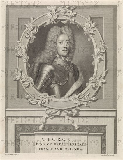 Portrait of George Augustus II of Great Britain, Philip van Gunst, Matthijs van Marebeek, 1727-1732