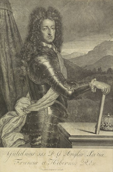 Portrait of William III, Prince of Orange, print maker: Pieter van Gunst, 1688 - c. 1731