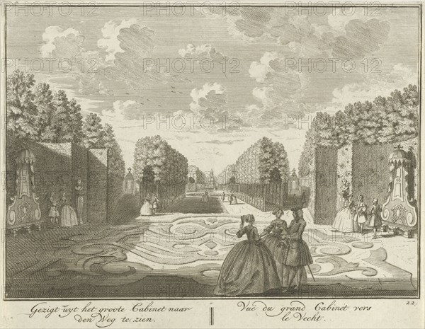 View from the cabinet in the garden of House ter Meer in Maarssen, The Netherlands, Hendrik de Leth, c. 1740