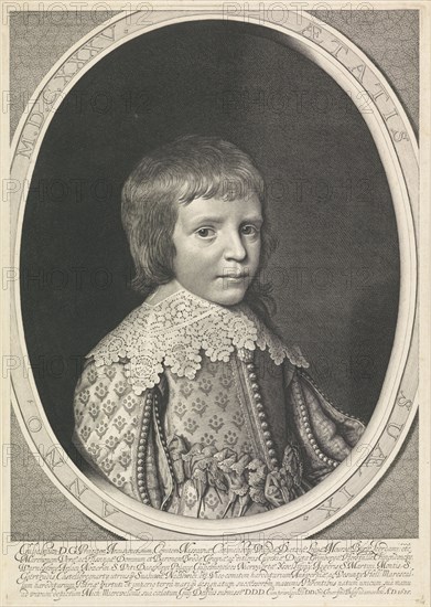 Portrait of Willem II in an oval, print maker: Willem Jacobsz. Delff (mentioned on object), Dating 1635