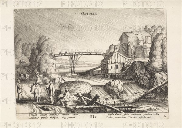 River landscape in the rain: october, Jan van de Velde (II), 1608 - 1618