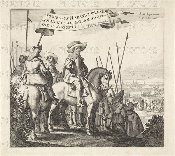 Exodus from the Spanish army from Maastricht, 1632, Jan van de Velde (II), Claes Jansz. Visscher (II), 1632