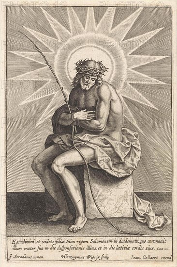 Christ on the cold stone, Hieronymus Wierix, Jan Baptiste Collaert, 1563 - before 1612