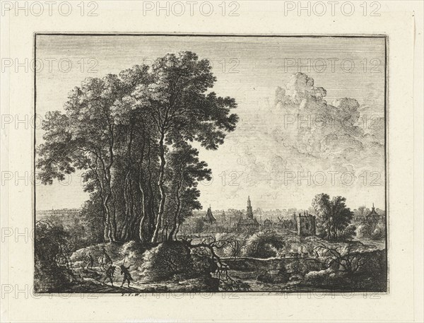 Landscape with Travellers, Anonymous, Frans van den Wijngaerde, 1643 - 1679