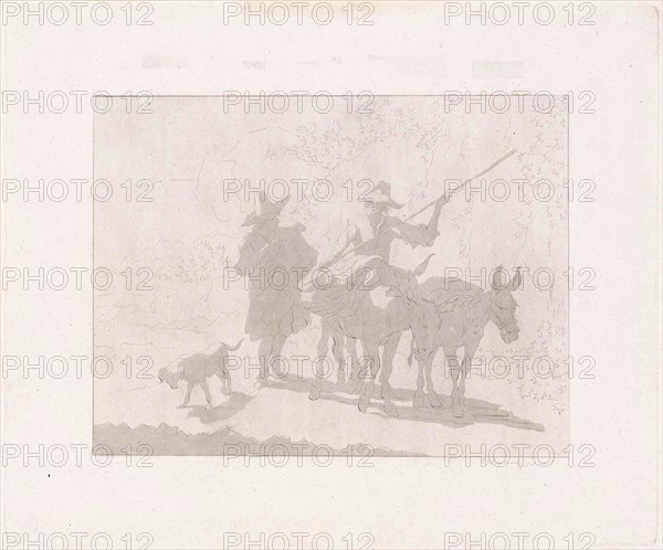 Two mule drivers with a dog, Diederik Jan Singendonck, 1815