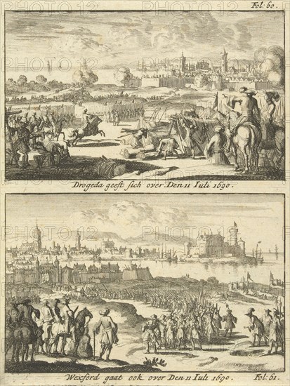 Drogheda and Wexford surrender, 1690, print maker: Jan Luyken, 1690