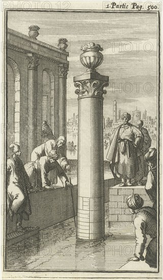 Study of the water level in Cairo, Egypt, Jan Luyken, Charles Angot, 1689