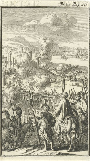 Rhodes besieged by the Turks, Jan Luyken, Charles Angot, 1689