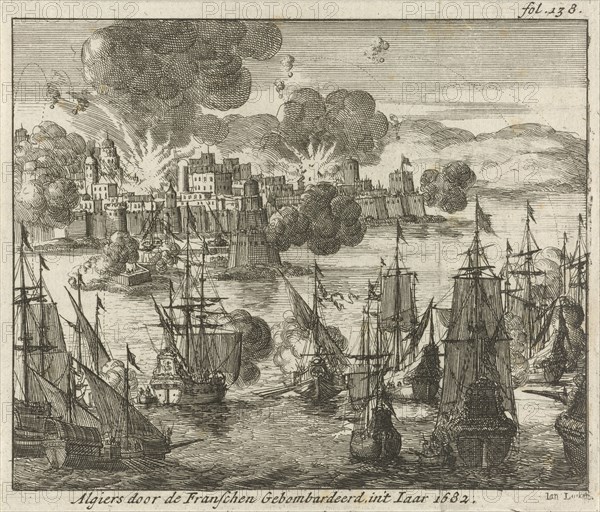 Algiers bombed by the French in 1682, Jan Luyken, Jurriaen van Poolsum, 1689