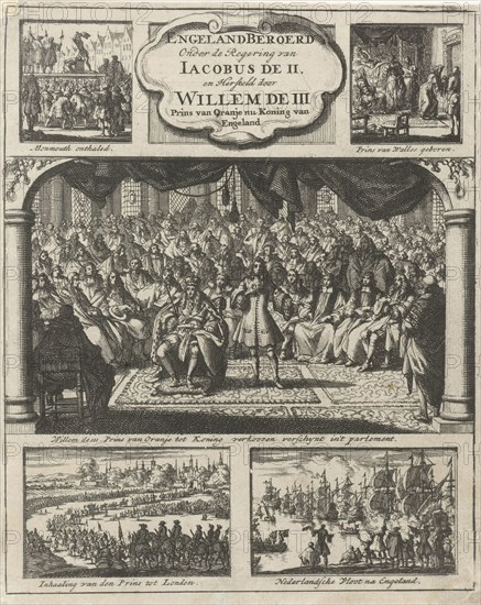 William III attends a session at the parliament in 1689 as King, Jan Luyken, Jan Claesz ten Hoorn, 1689