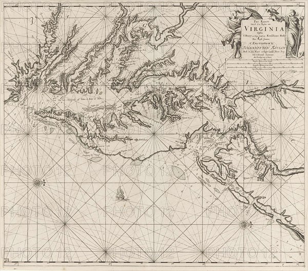 Sea chart of part of the coast of Virginia, Jan Luyken, Claes Jansz Voogt, Johannes van Keulen (I), 1684 - 1799