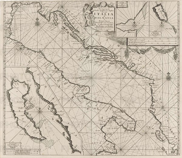 Map of the coasts of the Adriatic, print maker: Anonymous, 1682 - 1803
