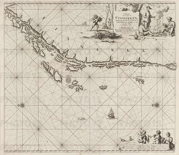 Sea chart of part of the Norwegian coast, Norway, print maker: Jan Luyken, Johannes van Keulen I, unknown, 1681 - 1799