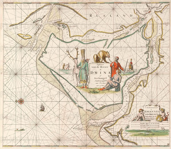 Sea chart of the Northern Dvina River, Jan Luyken, Johannes van Keulen (I), unknown, 1681 - 1799