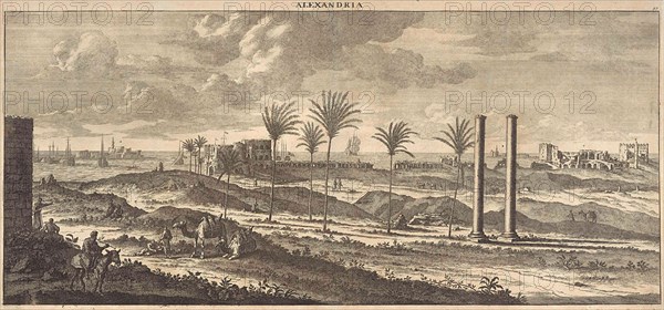 View of the port of Alexandria, Egypt, print maker: Jan Luyken, print maker: Pieter Schenk I, Cornelis de Bruyn, 1698