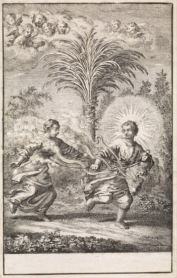 Christ pulls along the personified soul, Jan Luyken, 1714