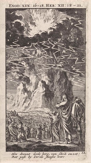 On Mount Sinai, print maker: Jan Luyken, wed. Pieter Arentsz & Cornelis van der Sys II, 1712