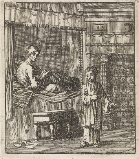 Miraculous healing of Jeske Klaes, Jan Luyken, wed. Pieter Arentsz (II), Cornelis van der Sys, 1709
