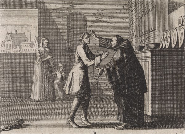 Monk converts a man, Caspar Luyken, Christoph Weigel, 1704