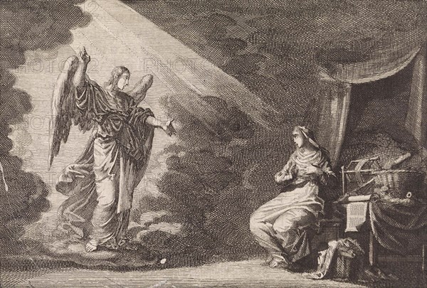 Annunciation, Jan Luyken, Pieter Mortier, 1703 - 1762