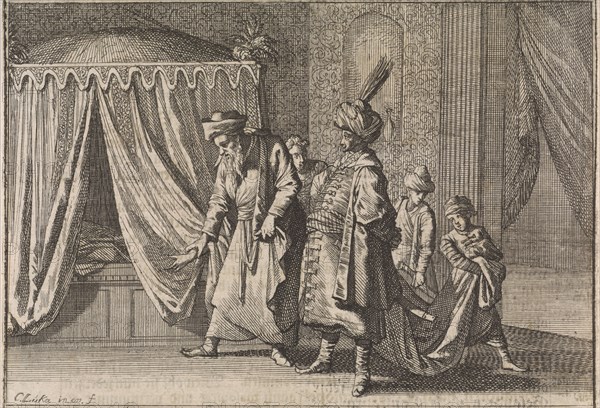 Sickbed of the wife of the pasha, 1639, print maker: Caspar Luyken, Caspar Luyken, Johann David Zunnern, 1701