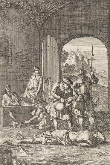 Torture of heretics in Arras, 1491, Caspar Luyken, Hermannus Ribbius, 1700