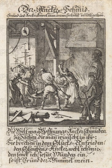 Anchor blacksmith, someone who made ship anchors or wall anchors, Caspar Luyken, Anonymous, 1711