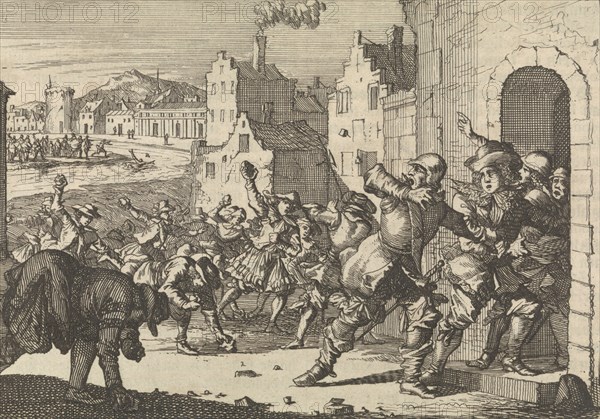 Riots in Vienna as a result of anti-Semitic actions, 1617, Caspar Luyken, Pieter van der Aa (I), 1698