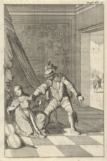 Marchioness of the Barbarians stabbed to death by her husband, Caspar Luyken, Willem Broedelet, 1696