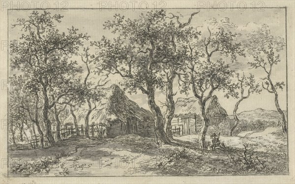 Landscape with two farms, Gerrit Jan MichaÃ«lis, 1785 - 1857