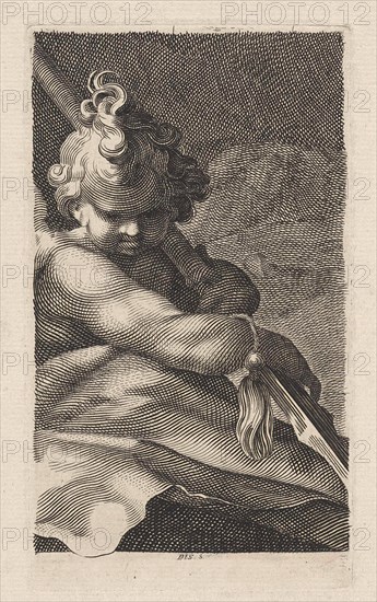 Putto with a spear, Dirk Jurriaan Sluyter, 1826 - 1886