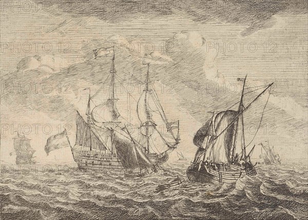 Seascape with two- and three-masters, Adam Silo, 1689-1760