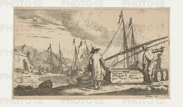 Port on the Mediterranean coast, print maker: Reinier Nooms, Pierre Gallays, 1652 and/or 1702 - 1749