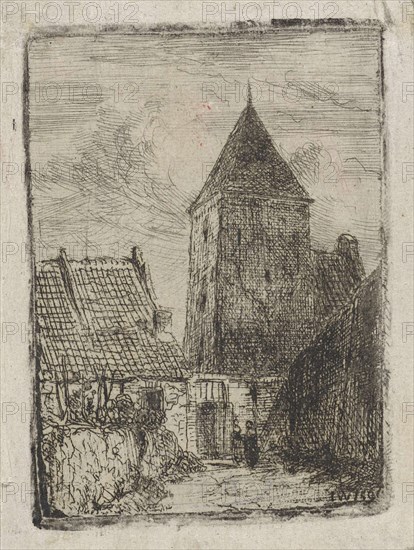 Square tower in Culemborg, The Netherlands, Jan Weissenbruch, 1850