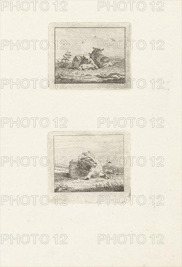 Two scenes with sheep, Jan Matthias Cok, 1735 - 1771