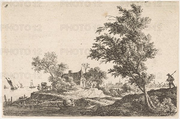 House on the waterfront, print maker: Anthonie Waterloo, Basan et Poignant, Pierre FranÃ§ois Basan, 1630 - 1663 and or 1773 - 1832