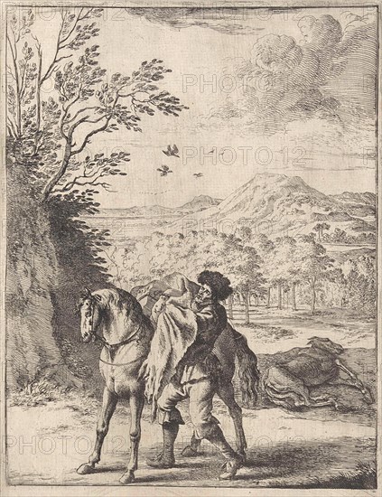 Fable of the horse and the mule, Dirk Stoop, John Ogilby, 1665