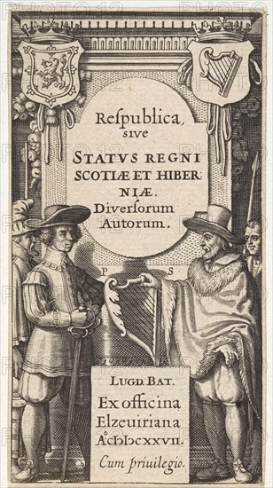 Two men with a harp, Pieter Serwouters, Bonaventure Elzevier, Abraham Elzevier I 1627