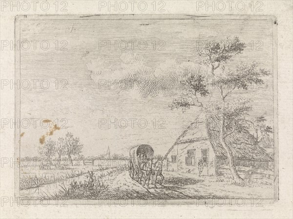 Landscape with farm and cart, Johannes Christiaan Janson, 1778-1823