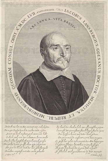 Portrait of Jacobus Lansbergen, print maker: Theodor Matham, Jan Mijtens, Jacob Cats 1577-1660, 1657 - 1676