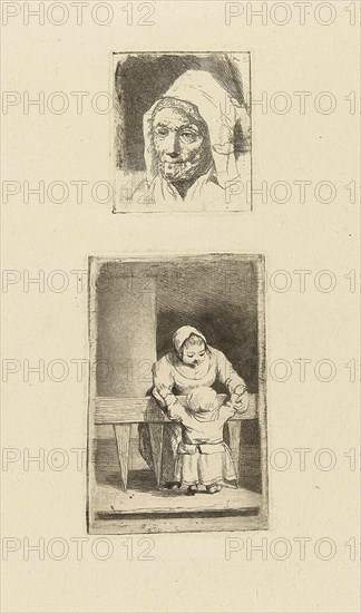Female Head and maid with grandchild, Marie Lambertine Coclers, 1785