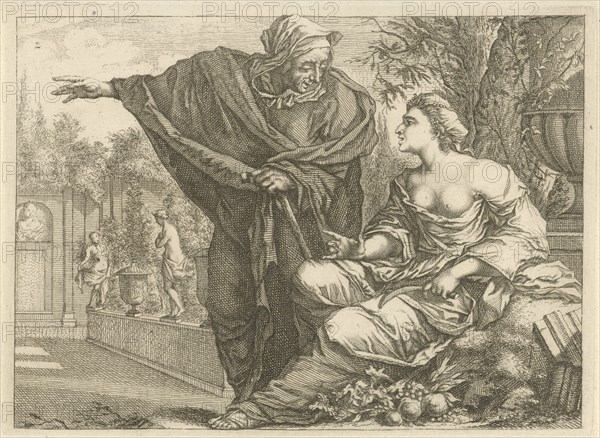 Vertumnus and Pomona, Arnold Houbraken, Anonymous, 1700 - 1750