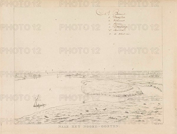 View of the Waal northeast of Nijmegen, Derk Anthony van de Wart, 1815 - 1824