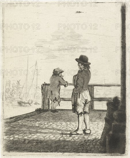 Two sailors in the harbor waiting, Louis Bernard Coclers, 1756-1817